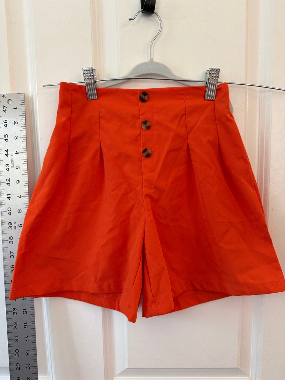 Source Unknown Bright Orange High-Waist Button-Front Kids Shorts